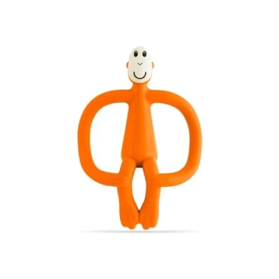 Image of Matchstick Monkey, Original Teether &amp; Gel Applicator, Antimicrobial Silicone Teething Toys for Baby, Easy to Grip, BPA Free, 3 Months Old+, 10.5 cm, Orange Monkey