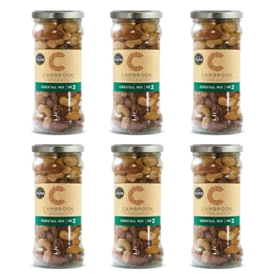 Image of Cambrook Cocktail Mix 2, Baked &amp; Salted Mixed Nuts, 175g Jar, Pack of 6
