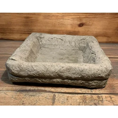 Image of STONE GARDEN SQUARE BIRD BATH BOWL ORNAMENT TOP ONLY