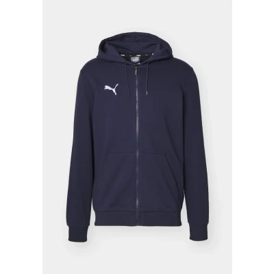 Image of Puma Teamgoal Casuals Hooded Jacket Zipup sweatshirt, Men&#039;s, Size: Medium, Navy/white