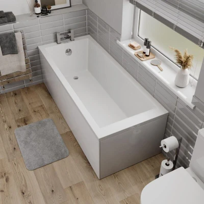 Image of Ceramica Single Ended Square Bath With Side Panel 1700x700mm