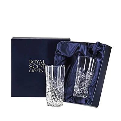 Image of Royal Scot Crystal Edinburgh 2 Tall Tumblers 150mm (Presentation Boxed)