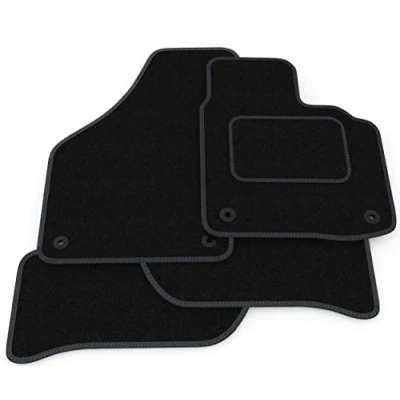 Image of (H5:CT65) 4 Piece Peugeot (2006 2012) 207 Vehicle Specific Car Mat Set Black Carpet Grey Trim