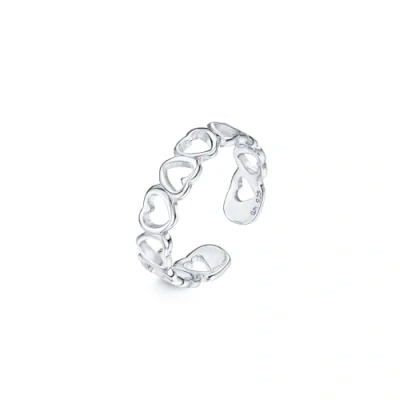 Image of Amberta 925 Sterling Silver Toe and Midi Ring for Women Adjustable Fit Heart Design Internal Diameter 16 mm Size K 1/2