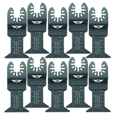 Image of 10 x 44mm TopsTools FA44F_10 Fast Fit Wood Cutting Blades Compatible with Dewalt Stanley Black and Decker Bosch Fein (Non StarLock) Makita Milwaukee Hitachi Parkside Ryobi Worx Workzone Multitool