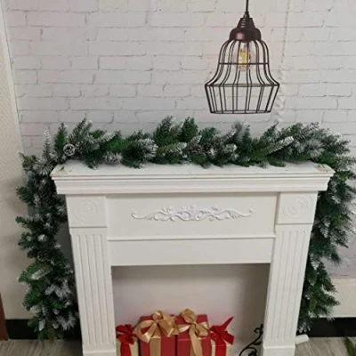 Image of The Chair Cover Company 9ft Artificial Snow Frosted Glacier Indoor Christmas Garland Pine Cones Xmas
