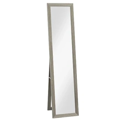 Image of HOMCOM Rustic Full Length Mirror, Hanging and Freestanding Floor Farmhouse Decorative Wall for Living Room, Bedroom, 157 cm, Grey