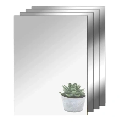 Image of TSKDKIT 4Pcs Self Adhesive Mirrors Sheets A4 Thickened Acrylic Mirror Tiles 2mm Stick on Wall Large High Clear for Bathroom, Bedroom, Door etc