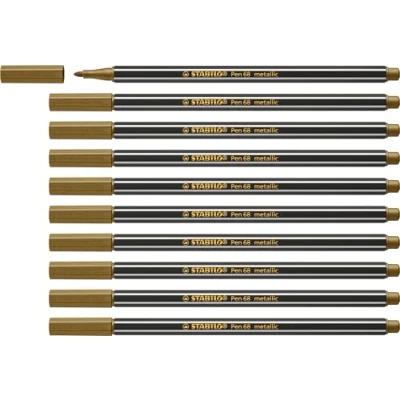 Image of STABILO Pen 68 Metallic Felt Tip Medium Gold