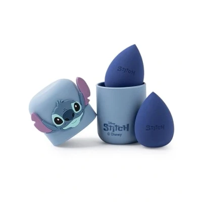 Image of Disney Lilo &amp; Stitch Womens Makeup Sponge Set Ladies Beauty Sponges of 2 with Character Print Storage Case in Blue Face Blenders Logo Box Movie Merchandise Gift