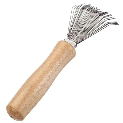 Image of 1Pcs Hair Brush Cleaner Tool,Comb Cleaning Brush,Comb Rake,Comb with Metal Wire,Brush Wooden Handle,for Removing Hairs Dust Dirt Lint Home Salon