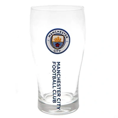 Image of Manchester City FC Tulip Pint Glass (One Size) (Clear/Blue)