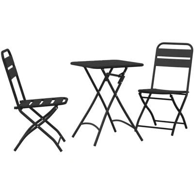 Image of vidaXL 3 Piece Folding Bistro Set in Anthracite Steel