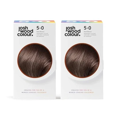 Image of Josh Wood Colour Permanent 5.0 (Dark Brown) Celebrity approved, ammonia free, Leaves hair super shiny and hydrated with 100% grey coverage, Natural looking, Vegan Pack of 2