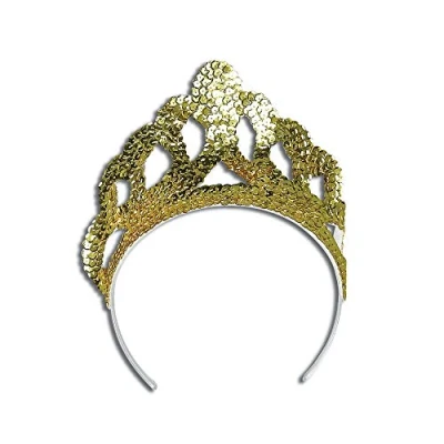 Image of Bristol Novelty BA192 Gold Tiara Large Sequin Crown for Women, One Size