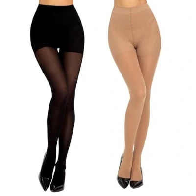 Image of MANZI Compression Tights Women Firm Medium Energising Support 50D Black+Natural S