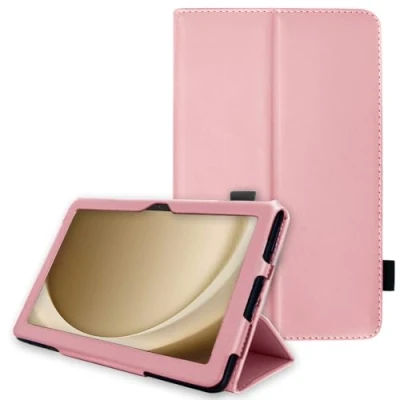 Image of TECHGEAR Leather Case for Samsung Galaxy Tab A9 Plus 11&quot; (SM X210 / SM X215) Premium PU Slim Folio Stand Smart Cover with Hand Strap, Auto Sleep/Wake [Pink]