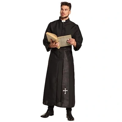 Image of Holy Priest Mens Fancy Dress Religious Saints and Sinners Adult Costume Outfit