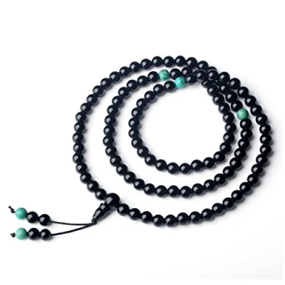 Image of COAI 108 Mala Beads Onyx Black Stone Necklace Beaded for Men Women