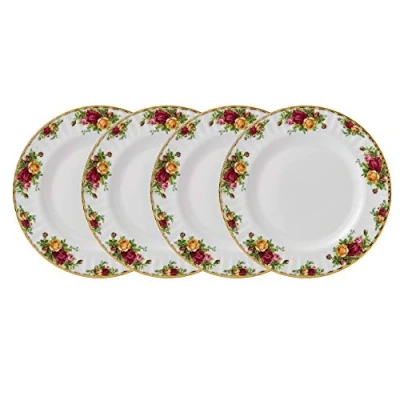 Image of Royal Albert Old Country Roses 40034981 27cm Dinner Plates, Set of 4 White, Bone China, Multi