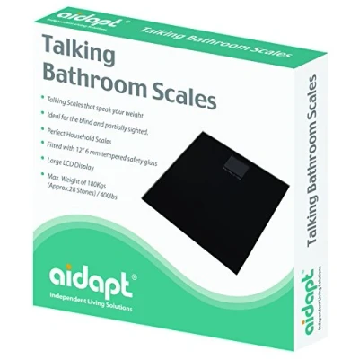 Image of Aidapt Talking Bathroom Scale Ideal for Partially Sighted/Blind, Clearly announces weight (Black)