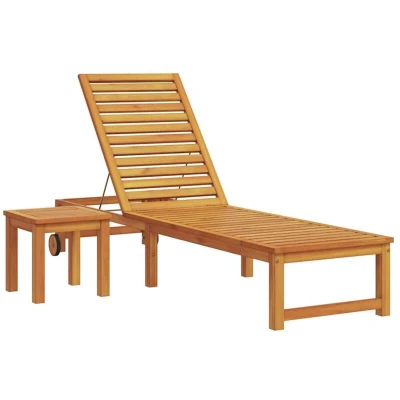 Image of vidaXL Sun Lounger with Table Solid Wood Acacia