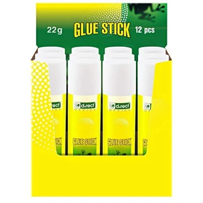Image of D.RECT Glue Stick 22g PVA for Craft Art Scrapbooking Strong Hold Adhesive Home School &amp; Office Supplies, Pack of 12