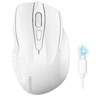 Image of TECKNET Bluetooth Mouse, Rechargeable Wireless Mouse(Tri Mode: BT 5.0/3.0+2.4G), 4800DPI Adjustable, Silent Ergonomic Mouse for Laptop PC Computer, Windows Mac OS,6 Buttons