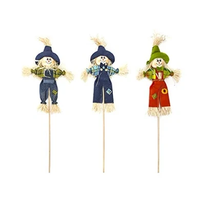 Image of Roots &amp; Shoots SET 3 GARDEN BOY SCARECROW DECORATION STICK ORNAMENT NOVELTY BIRD SCARER