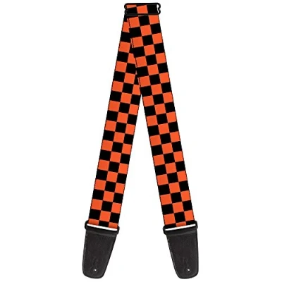 Image of Buckle Down GS W32949 &quot;Checker Black/Orange&quot; Guitar Strap
