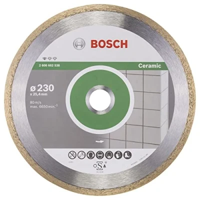 Image of Bosch Professional 1x Diamond Cutting Disc Standard for Ceramic (for Stone, Tile, Ceramic, Ø 230 x 25,40 1,6 7 mm, Accessories Tile Cutters)