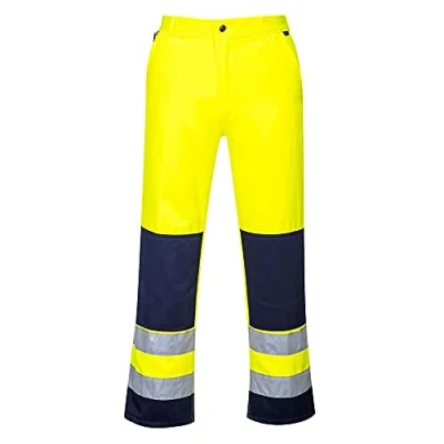 Image of Portwest TX71 Seville Hi Vis Contrast Waterproof Work Trousers Yellow/Navy, Small