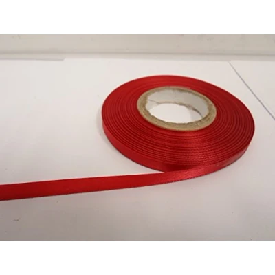 Image of 1 roll of 7mm Satin Ribbon x 25 metres Ruby Dark Red Double Sided 7 mm