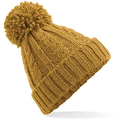 Image of Beechfield Cable Knit Melange Beanie Mustard