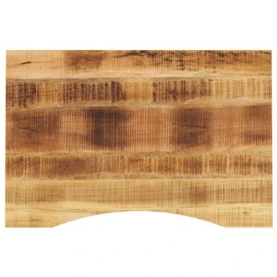 Image of vidaXL Solid Rough Mango Wood Desk/Dining Table Top Natural Finish, Rustic Brown, 100x60x2.5cm for Home &amp; Office Use