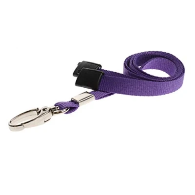 Image of ALG ID Cards® Breakaway Lanyard Plain Colour with Safety Purple Neck Metal Clip for Pass Card Badge Holders (Purple Lanyard)