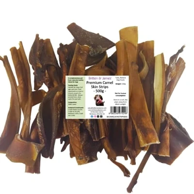 Image of Camel Skin Strips for Dogs by Britten and James (500g). Natural, Grain Free, Long Lasting Dental Chew Treat