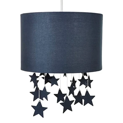 Image of LITECRAFT Glow Light Shade 30cm Easy Fit Stars Mobile Lampshade Blue