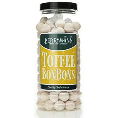 Image of Original Toffee BonBons Retro Sweets Gift Jar By Berrymans Sweet Shop (Bon Bons) Classic Sweets, Traditional Taste.