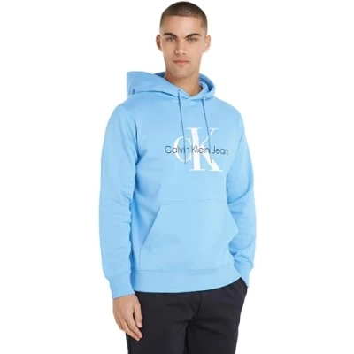 Image of Calvin Klein Jeans Men Hoodie Seasonal Monologo Regular, Blue (Dusk Blue), XXS