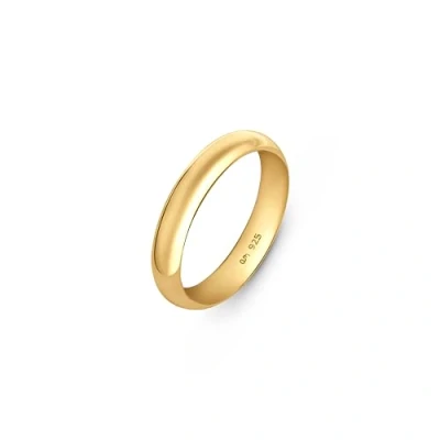 Image of Amberta Wedding Ring for Women in Gold Plated 925 Sterling Silver Mens Rings Band: 4 mm His And Hers Size T