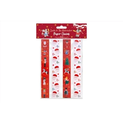 Image of RSW 40 Christmas Santa and Nutcracker Paper Chains 4 Designs Kraft Xmas Garlands Festive Decorations