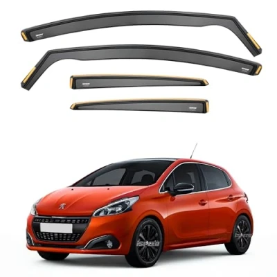 Image of iSpeed Wind Deflectors For Peugeot 208 mk1 2012 2019 5 Door Hatchback 4pc Set Keep Your Car Ventilated In Rain Reduce Turbulence Tinted Channel Type