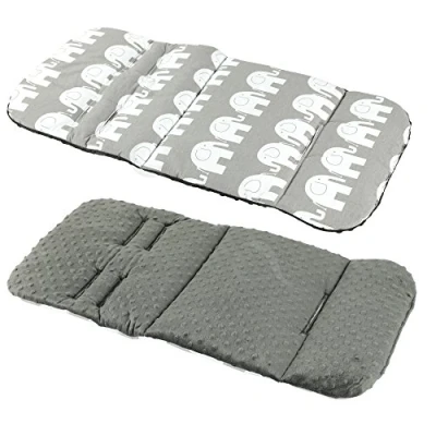 Image of Reversible Cotton &amp; Bubble Fleece Pram Insert, Liner Covers 5pt Universal (Grey Elephant/Grey Fleece)