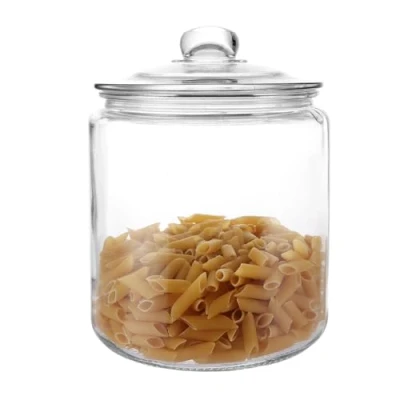 Image of ASelected Glass Storage Jars 4L Cookie Jar With Lid Clear Dry Food For Pasta Flour Cereal Candy Coffee Beans