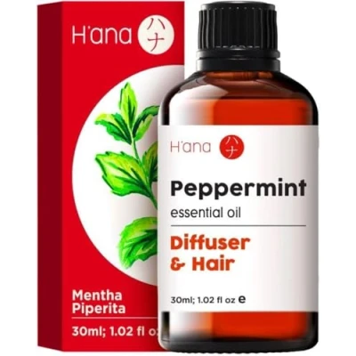Image of H’ana Pure Peppermint Oil for Hair (30ml) 100% Natural Mint Essential Oils Diffuser, Skin &amp;