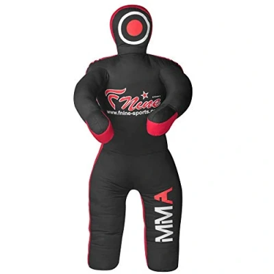 Image of MMA Grappling Dummy, for Judo, Wrestling, Brazilian Jiu Jitsu, Submission and Throwing UNFILLED Canvas Bag (Black Red, 47 Inches (4 feet))