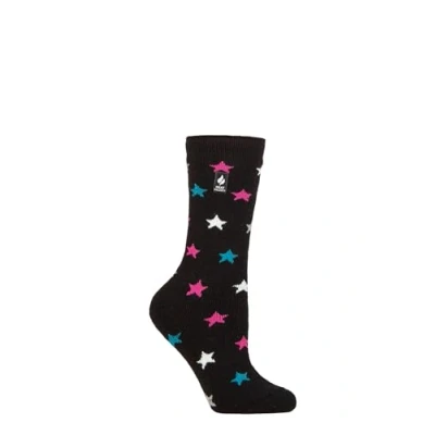Image of Women&#039;s 1 Pair SOCKSHOP Heat Holders 1.6 TOG Lite Patterned and Striped Socks Innsbruck Stars Black 4 8