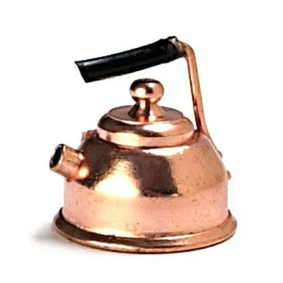 Image of Melody Jane Dolls House Miniature 1:12 Scale Old Fashioned Kitchen Accessory Copper Kettle