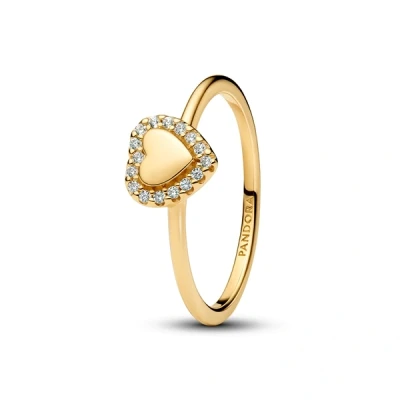 Image of Pandora Gold Engravable Heart Halo Ring 52